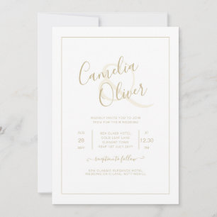 Convites Casamento de Texto DOURADO Tudo-em-1 Clássico Ele
