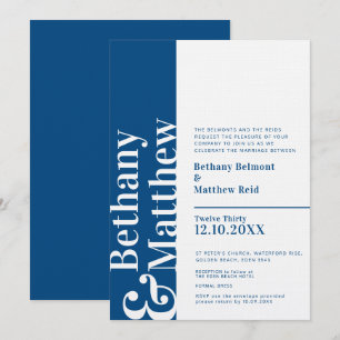 Convites Casamento de texto gráfico branco azul-escuro min