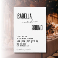 Casamento de Texto Personalizado Preto Moderno e N