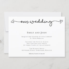 Convites Casamento de Texto Preto com Script de Swash do Co