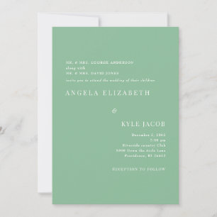 Convites Casamento de Texto Verde de Verão Simples e Elegan