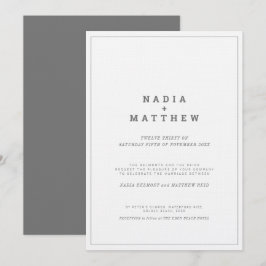 Convites Casamento de texto vertical mínimo em branco de ci