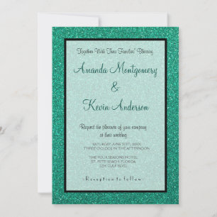 Convites Casamento de textura verde cintilante