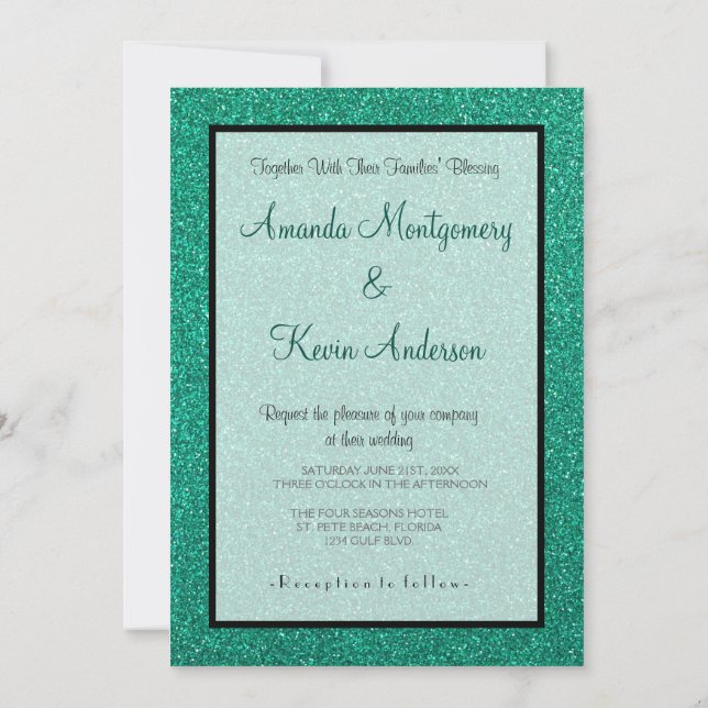 Convites Casamento de Textura Verde Estimulante (Verso)