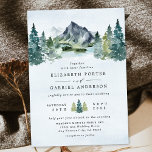 Convites Casamento de Themed Rustic Elegante Das Montanhas<br><div class="desc">Design apresenta uma elegante paisagem de montanha de aquarela com um layout de texto de estilo moderno.</div>