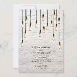 Convites Casamento de tijolos Brancos Brancos com Lâmpadas 