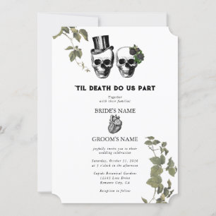 Convites Casamento de Til Death Gothic Heart Floral Skulls