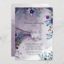 Casamento De Tinta De Álcool Botânico De Teal Roxo