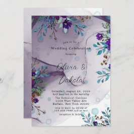 Convites Casamento De Tinta De Álcool Botânico De Teal Roxo