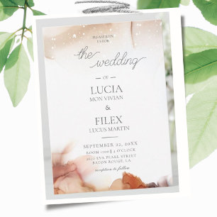 Convites Casamento de Tinta Laranja de Cor Laranja Elegante