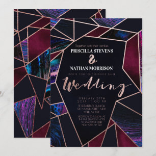 Convites Casamento de Tinta Líquida Rosa Luxuriosa