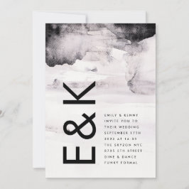 Convites Casamento de Tinta Negra Neutra de Gênero Moderno