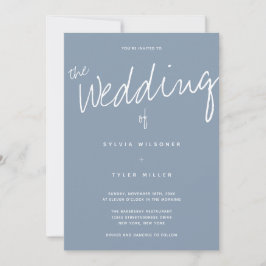 Convites Casamento de Tipografia Azul com Dusty Código QR