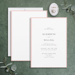 Convites Casamento de Tipografia Branca e Rosa-Esmagada Ele<br><div class="desc">Um belo convite de casamento de tipografia para um verão ou casamento outono! Este belo e elegante design apresenta uma borda rosa pincelada em torno de um convite branco, com a tipografia moderna em preto suave. Uma design simples e minimalista. Muito obrigado por apoiar a nossa pequena empresa, que apreciamos...</div>