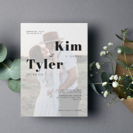 Convites Casamento de tipografia de camada de fotos moderna