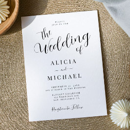 Convites Casamento de tipografia de guião simples e elegant