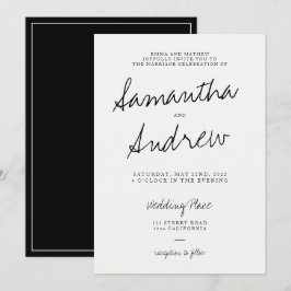 Convites Casamento de tipografia de marfim preto casual mod