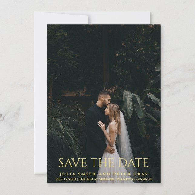 Convites Casamento de Tipografia Dourada Elegante e Simples (Frente)