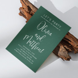 Convites Casamento de tipografia esmeralda verde + QR