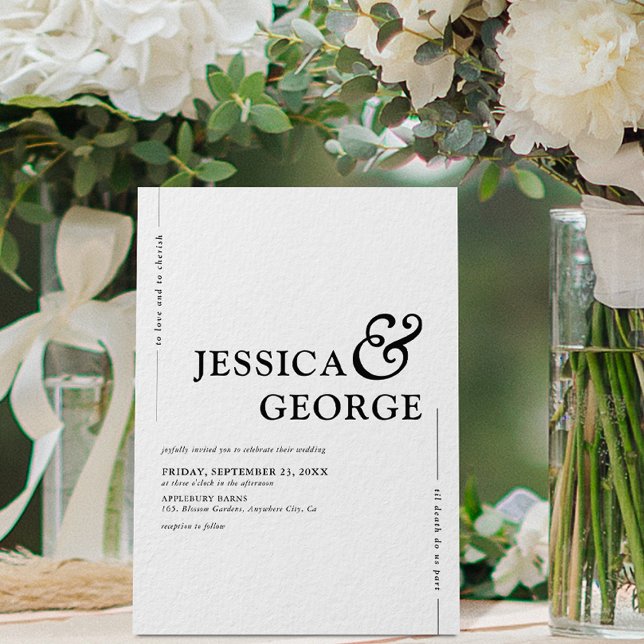 Convites Casamento de Tipografia Minimalista Moderna (Criador carregado)
