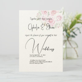 Convites Casamento de Tipografia Moderna com Aquarela Flora