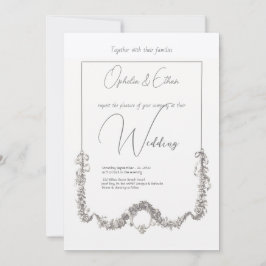 Convites Casamento de Tipografia Moderna com Aquarela Flora