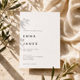 Convites Casamento de Tipografia Moderna Ultra Minimalista