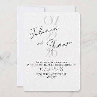 Convites Casamento de Tipografia Negrito Minimalista Modern