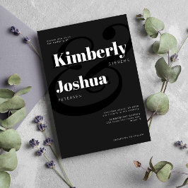 Convites Casamento de tipografia negro e branco moderno