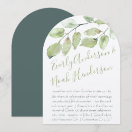 Convites Casamento de Tipografia Neo Mint Greenery Outono