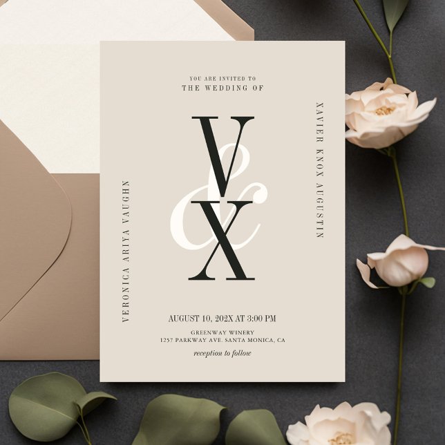 Convites Casamento de Tipografia Neutra Luxuosa e Elegante (Criador carregado)