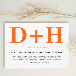 Convites Casamento de tipografia ousado com iniciais de lar