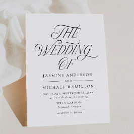 Convites Casamento de Tipografia Preta Moderna e Elegante