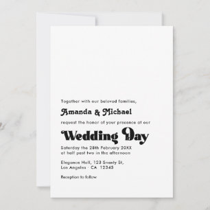 Convites Casamento de Tipografia Retro Preto e Branco Atemp