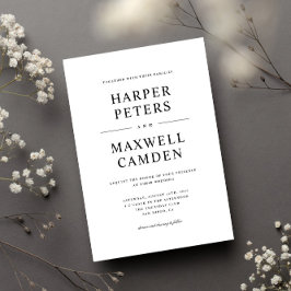 Convites Casamento de Tipografia Simples Preto e Branco