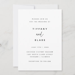 Convites Casamento de Tipografia Simples Preto e Branco Min