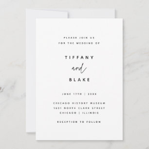 Convites Casamento de Tipografia Simples Preto e Branco Min