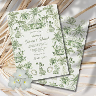 Convites Casamento de Toile Tropical Hawaiian Island