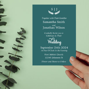 Convites Casamento de Toneladas de Jewel Verde Monograma El