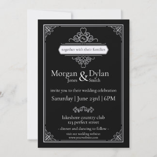 Convites Casamento de Trabalho de Rolagem Moderna Elegante