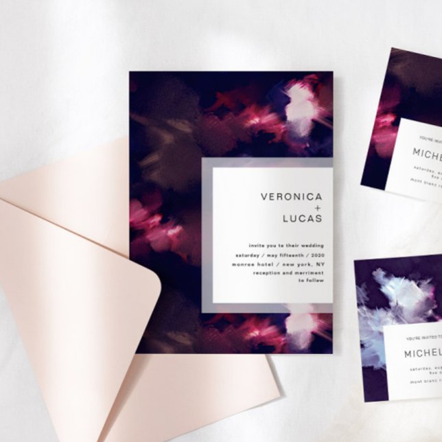 Convites Casamento de Traço de Pincel Moderno com Pintura E (Criador carregado)