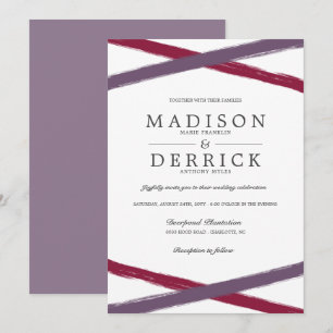 Convites Casamento de Traços de Pincel Moderno   Lavanda Be