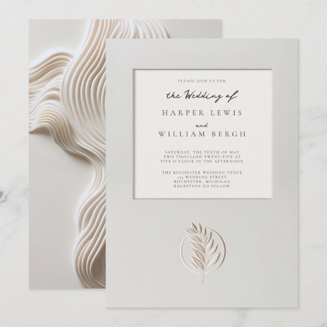 Convites Casamento de trama 3d (Frente/Verso)