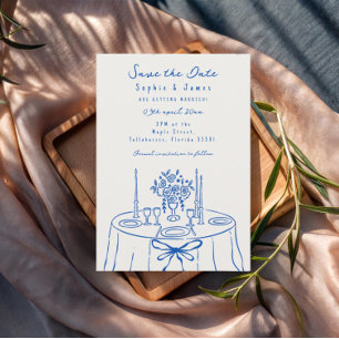Convites Casamento de Trendy Desenhado à Mão Azul