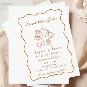 Convites Casamento de Trendy Dodle Whimsical Laranja