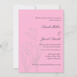 Convites Casamento de Tulip Minimalista Rosa e Cinza