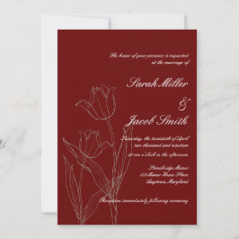 Convites Casamento de Tulip Minimalista Vermelho