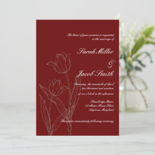 Convites Casamento de Tulip Minimalista Vermelho
