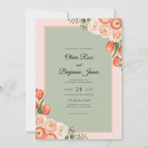 Convites Casamento de Tulipa Damasco Azeitona Eucalipto