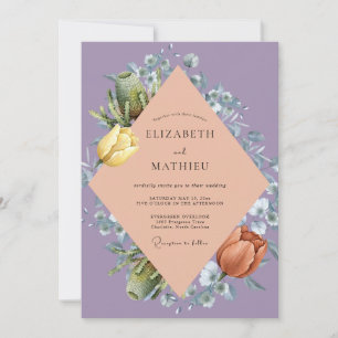 Convites Casamento de Tulipa Eucalipto Dourado Âmbar